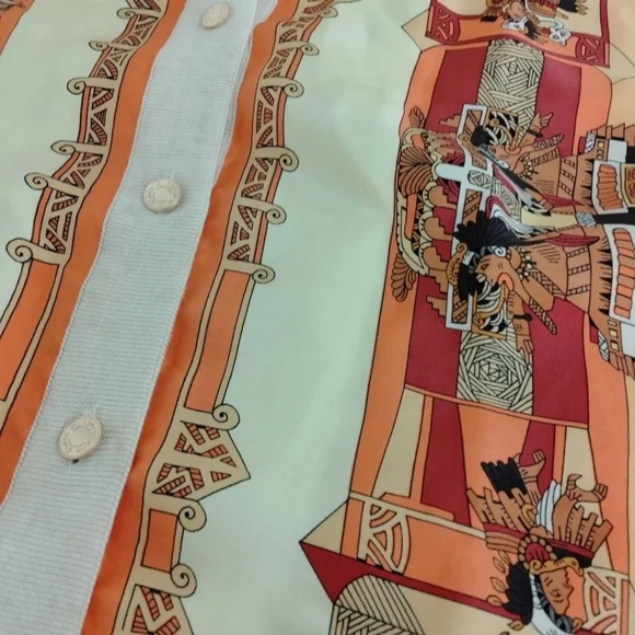 Hemes Colorful Button-Up Blouse Cotton/Silk - Picture 8 of 13